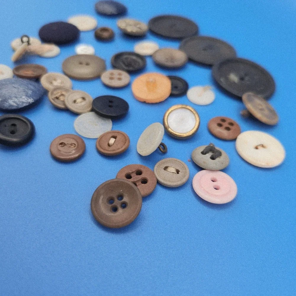 Vintage Assorted Button Lot Mixed Sizes Colors Shapes for Sewing Crafts 100+ pcs